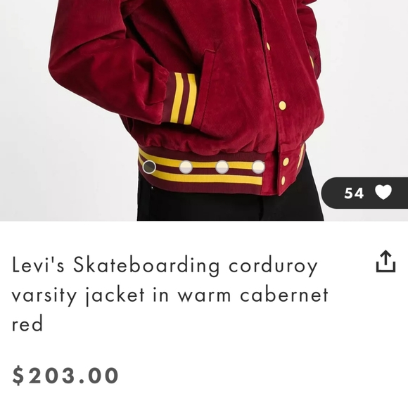 Levis Skateboarding Red Corduroy Jacket - Picture 10 of 10